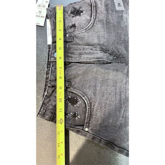 AND NOW THIS BLACK DISTRESSED JEAN SHORTS WOMENS SZ 25 NEW P1-48 - Picture 10 of 12